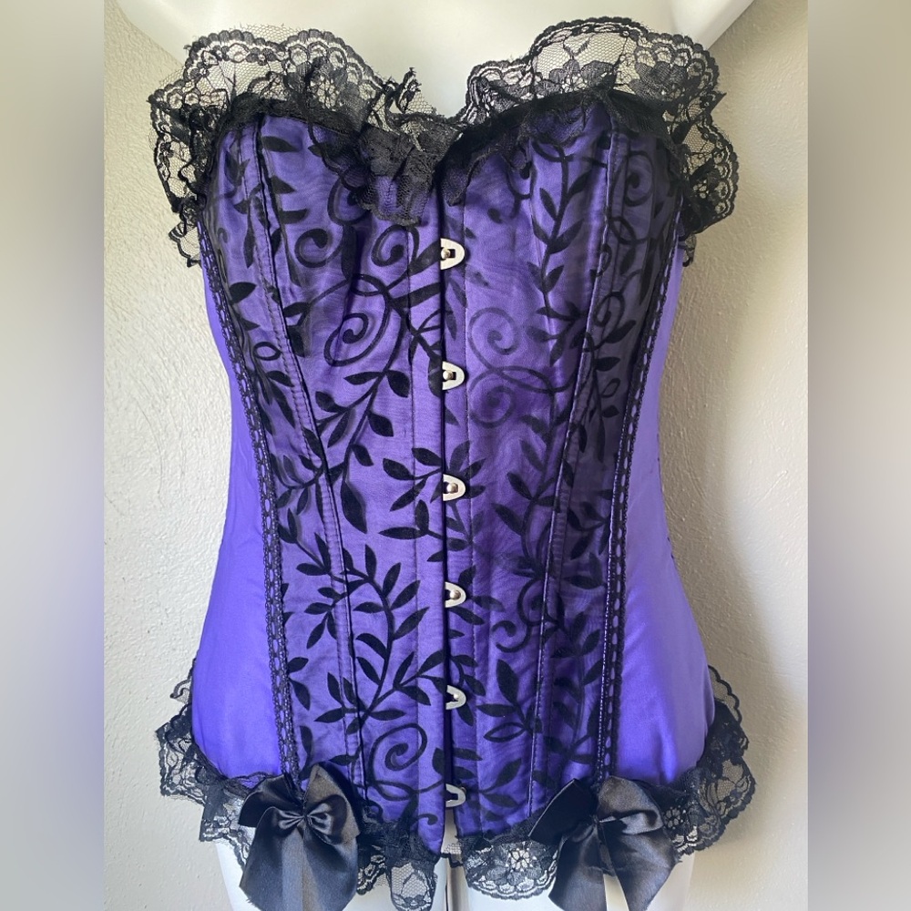 Purple and Black Lace Corset